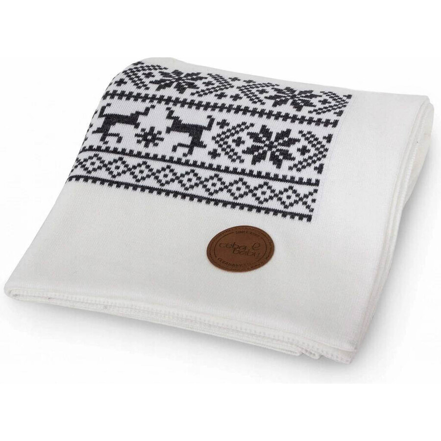 CEBA Knitted blanket in gift box 90x90 reindeer white 1×1 pc