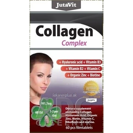 JutaVit Collagen complex tbl (+ acide hyaluronique, vitamines B3, B2, C + zinc organique et biotine) 1x60 pcs