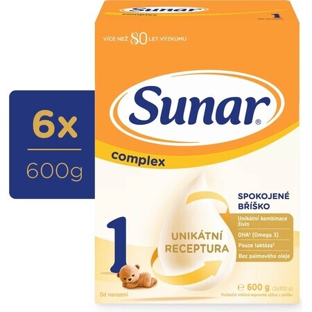 Sunar Complex 1 6×600 g, latte per lattanti, dalla nascita