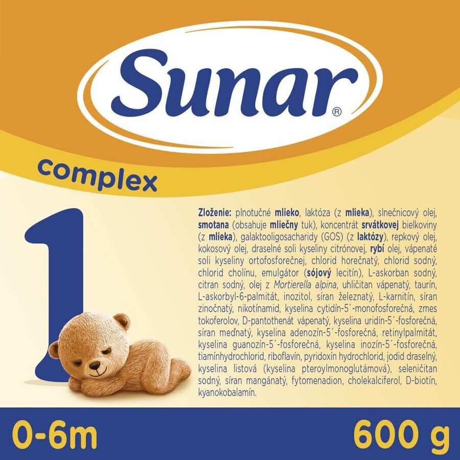 Sunar Complex 1 6×600 g, latte per lattanti, dalla nascita