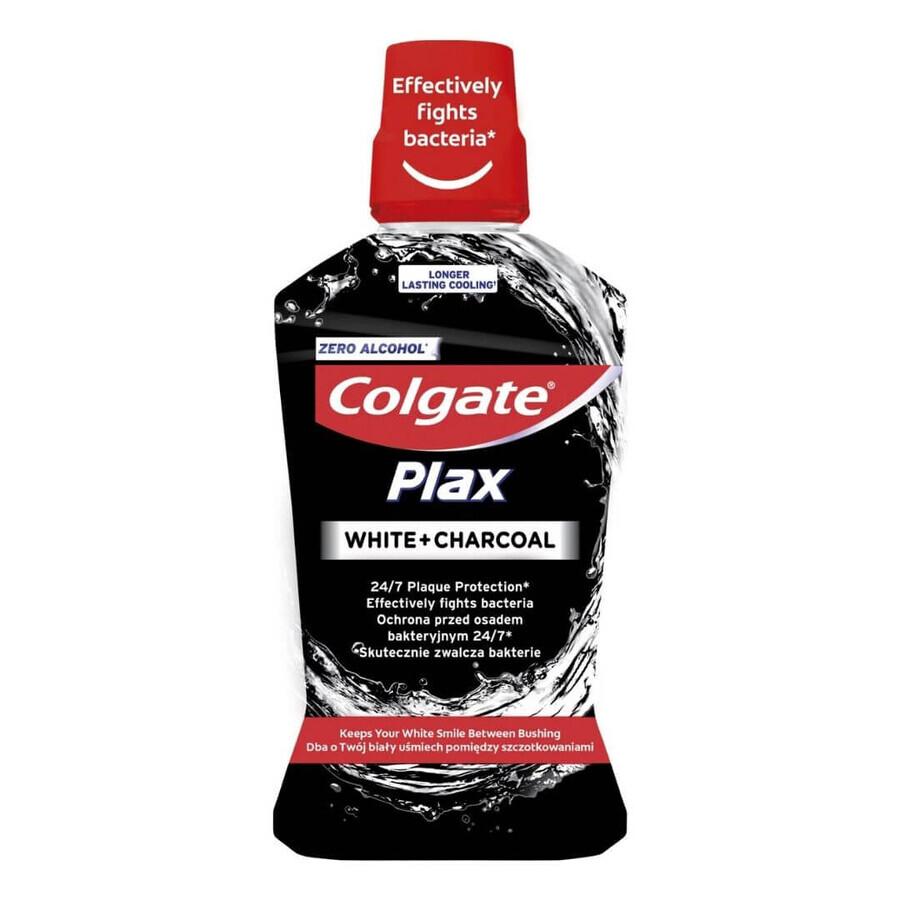 Plax White Enjuague bucal de carbón vegetal, 500ml, Colgate