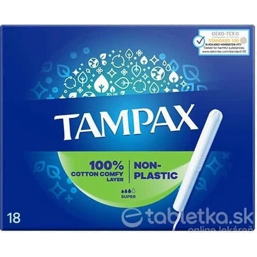 Tampax NON-PLASTIC Super 18pcs 1×18 pcs, tampones