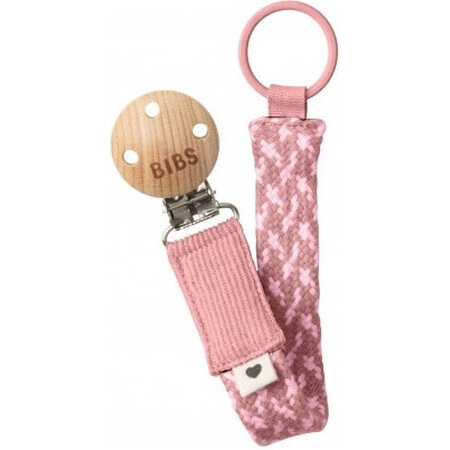 BIBS Paci Braid clip suzetă, Dusty Pink / Baby Pink 1×1pc, clip suzetă roz