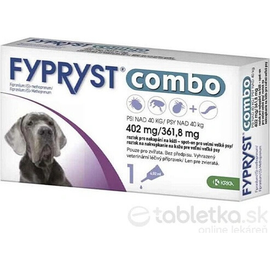 FYPRYST combo 402 mg/361,8 mg PSY OVER 40 KG 1×4,02 ml, preparado antipulgas