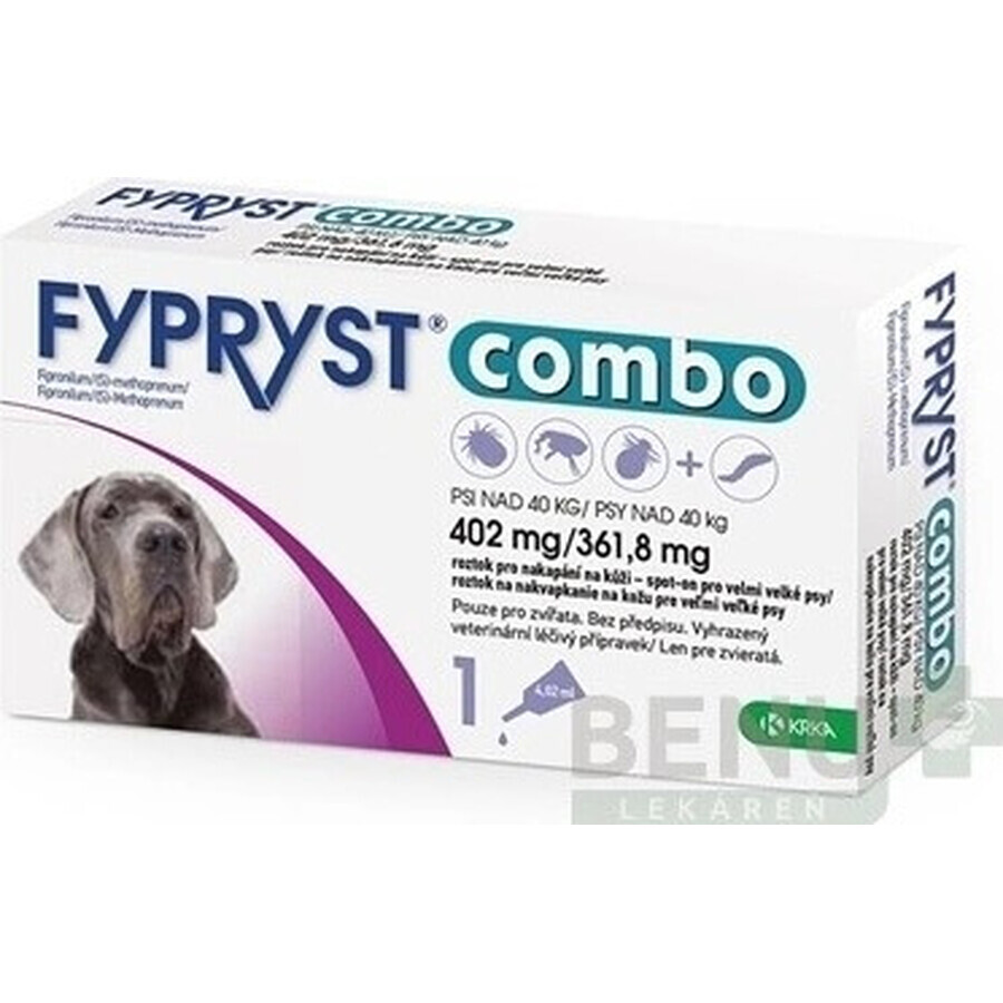 FYPRYST combo 402 mg/361,8 mg PSY OVER 40 KG 1×4,02 ml, preparado antipulgas