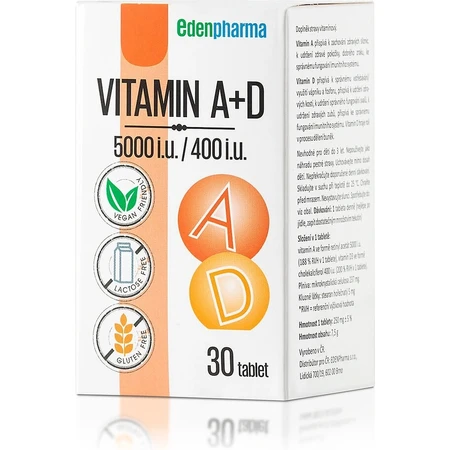 EDENPharma VITAMINA A + D3 (5000 U.I./400 U.I.) 1×30 tbl, supliment alimentar