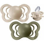 BIBS Couture vanille/olive 1×2 silicone orthodontique BIBS Couture sucettes en silicone - taille 1