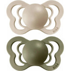 BIBS Couture vanille/olive 1×2 silicone orthodontique BIBS Couture sucettes en silicone - taille 1