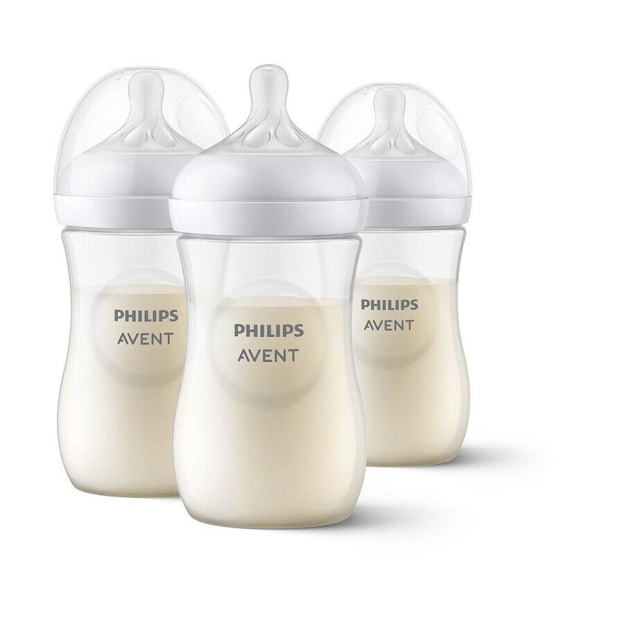 Philips AVENT Natural Response Biberón 260 ml, 1m+ 3 unidades 1×3 unidades 1×3 unidades, vidrio