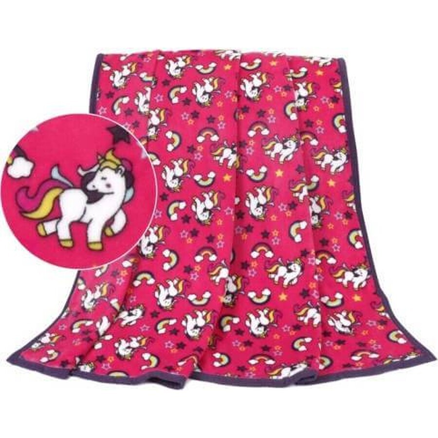 Baby blanket ELLA 1005/232 75x100cm pink unicorn 1×1 pc, baby blanket