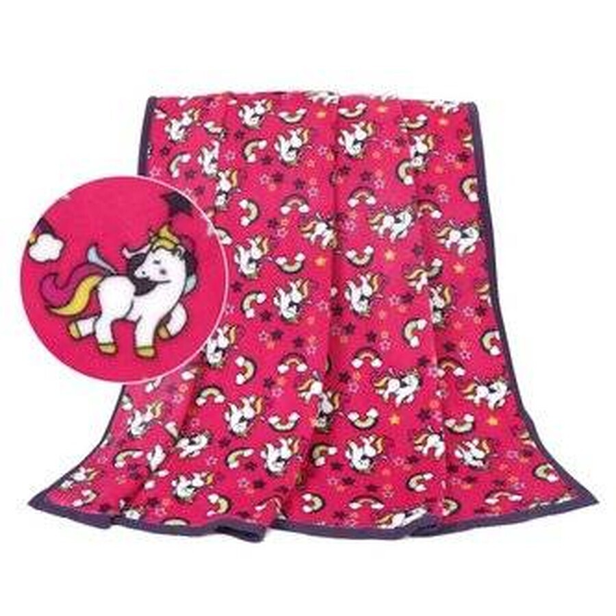 Baby blanket ELLA 1005/232 75x100cm pink unicorn 1×1 pc, baby blanket