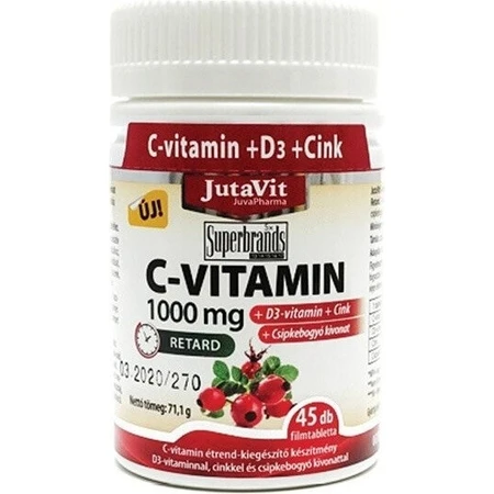 JutaVit Vitamina C 1000 mg con rosa canina + vitamina D3 1×100 tbl, Vitamina C 1000 mg con rosa canina + vitamina D3