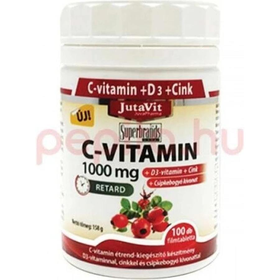 JutaVit Vitamina C 1000 mg con rosa canina + vitamina D3 1×100 tbl, Vitamina C 1000 mg con rosa canina + vitamina D3