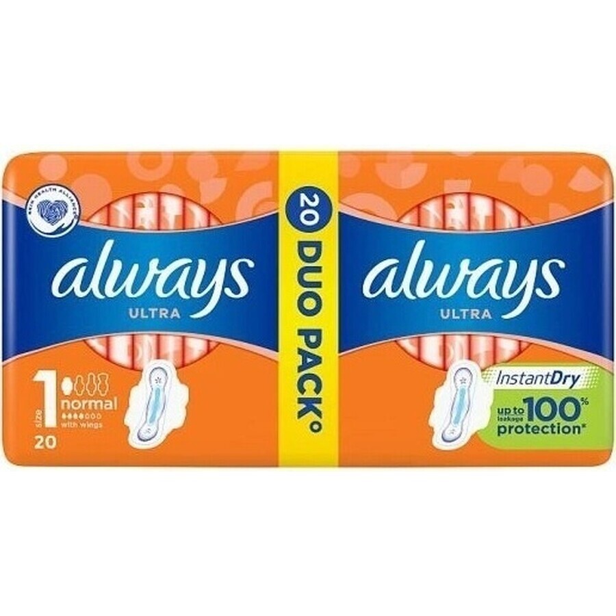 Always Ultra Duo 20 Stück Normal Plus 1×20 Stück, Menstruationstampons