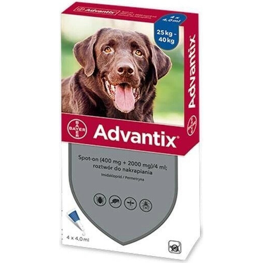 ADVANTIX SPOT-ON PES 4×4 ml, preparado repelente antiparasitario