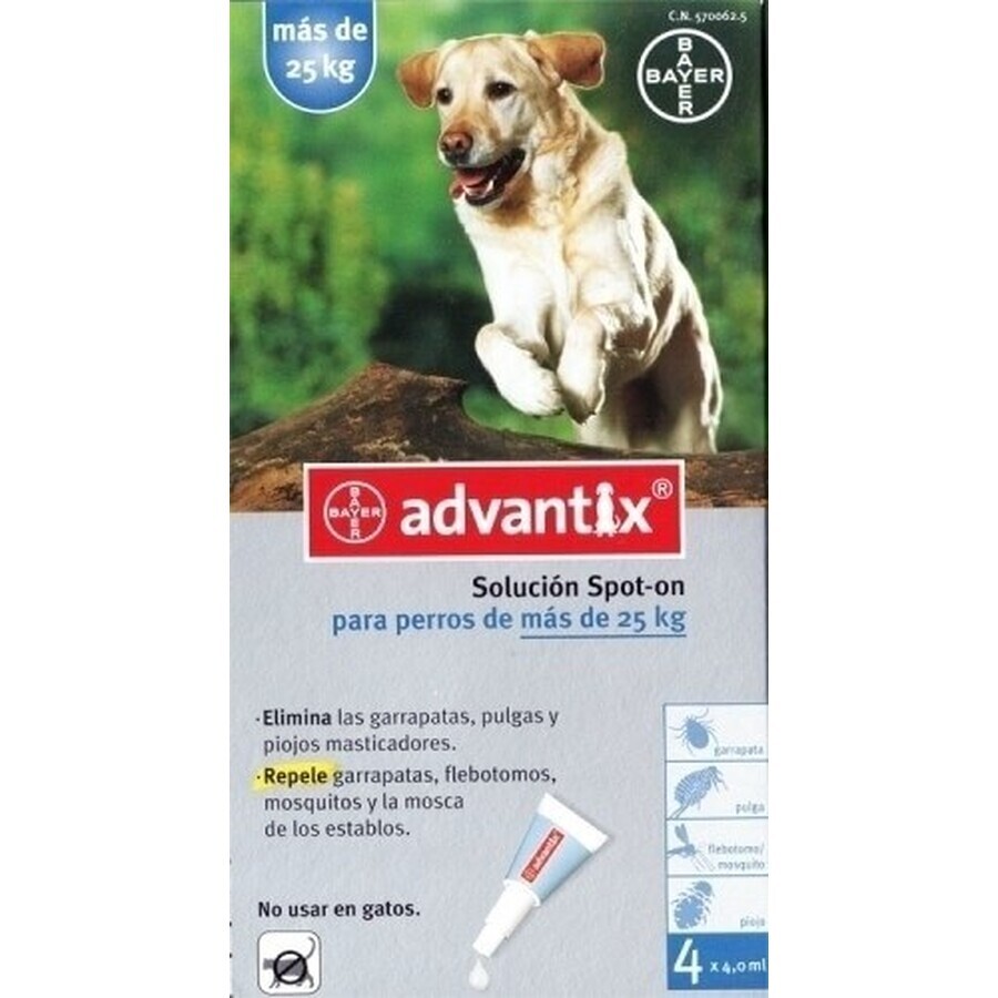 ADVANTIX SPOT-ON PES 4×4 ml, preparado repelente antiparasitario