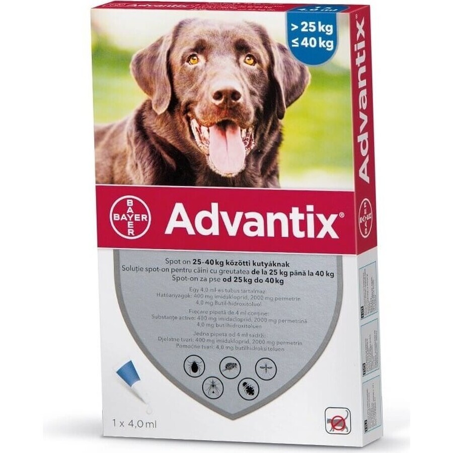 ADVANTIX SPOT-ON PES 4×4 ml, preparado repelente antiparasitario