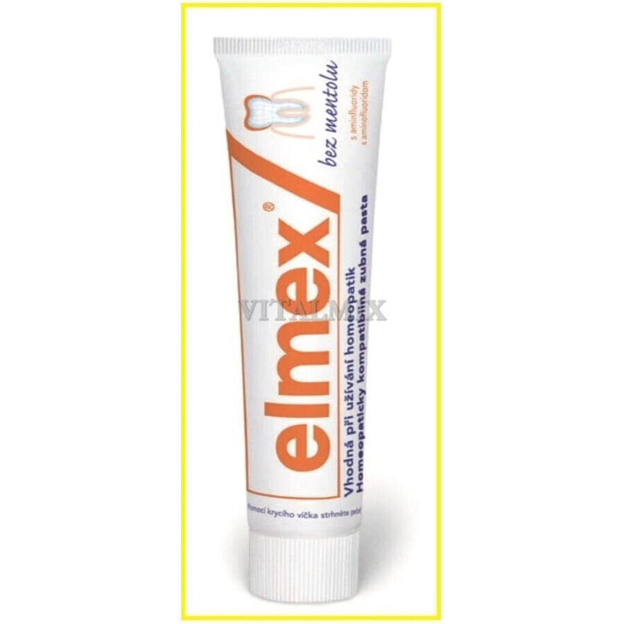 ELMEX PASTA DENTAL SIN MENTOL 1×75 ml, sin mentol