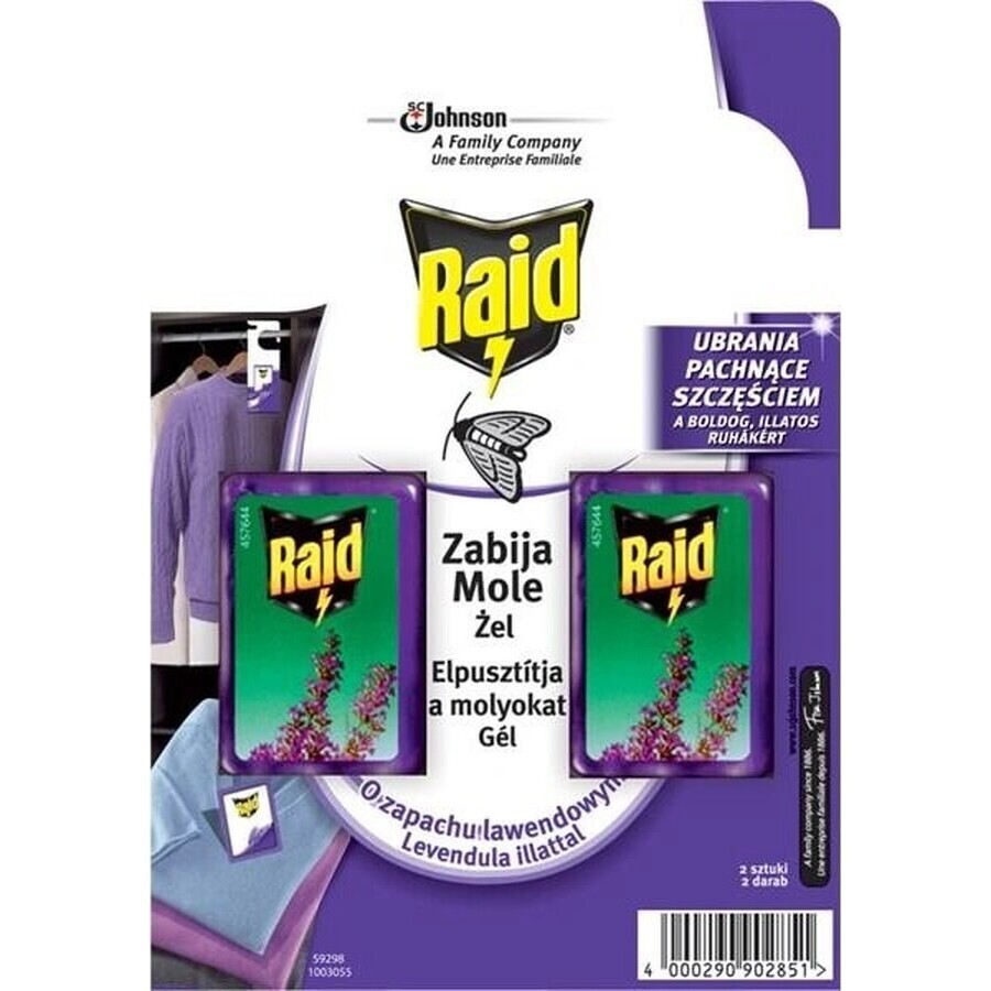 Raid gel antipolillas lavanda 1×2 uds, contra polillas