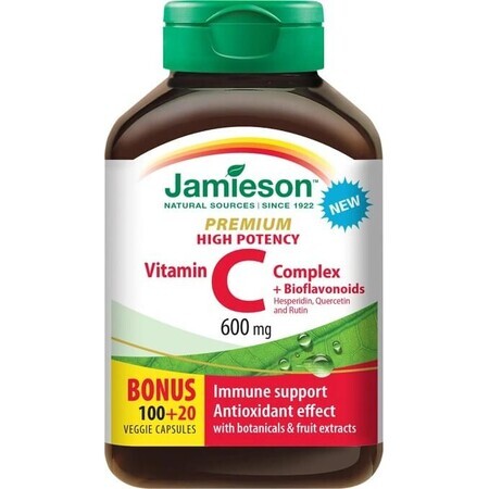 Jamieson Vitamina C PREMIUM cu bioflavonoide 600mg 1×120 tbl