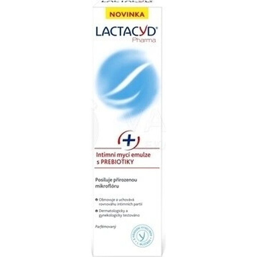 Lactacyd Emulsione detergente intima con prebiotici Pharma Prebiotic Plus 1×250 ml, emulsione detergente intima