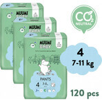 Muumi Baby Pants 4 Maxi 7-11 kg, paquete mensual de pañales ecológicos 1×120pcs, pañales ecológicos