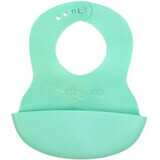 BABYONO Bavaglino in plastica morbida con tasca BPA free menta 6m+ 1×1 pz, bavaglino in plastica