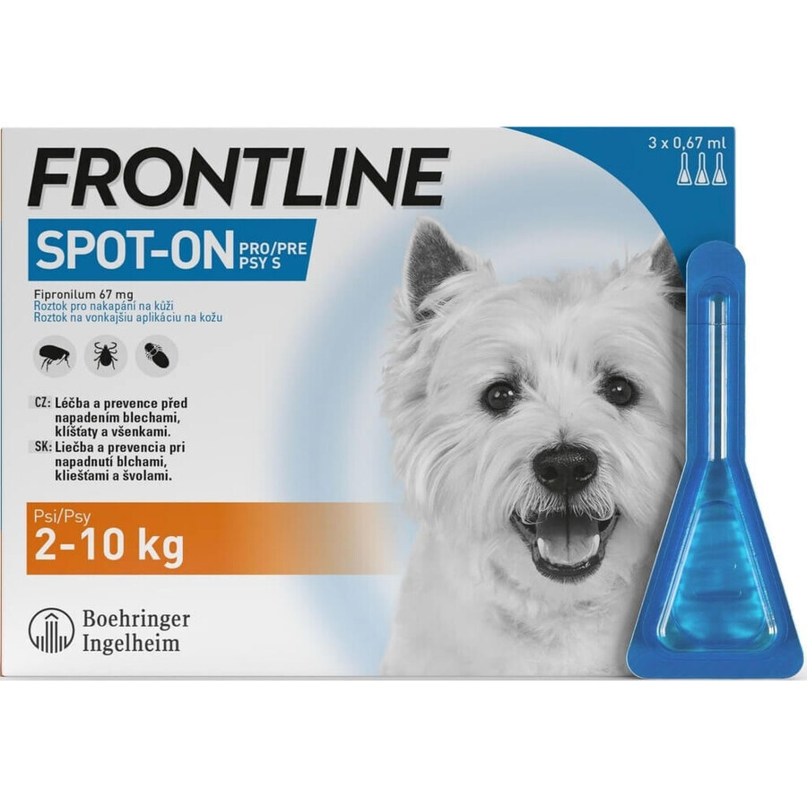 FRONTLINE spot-on for DOG S 3 x 0,67 ml 3x0,67 ml 3x0,67 ml, solución para perros