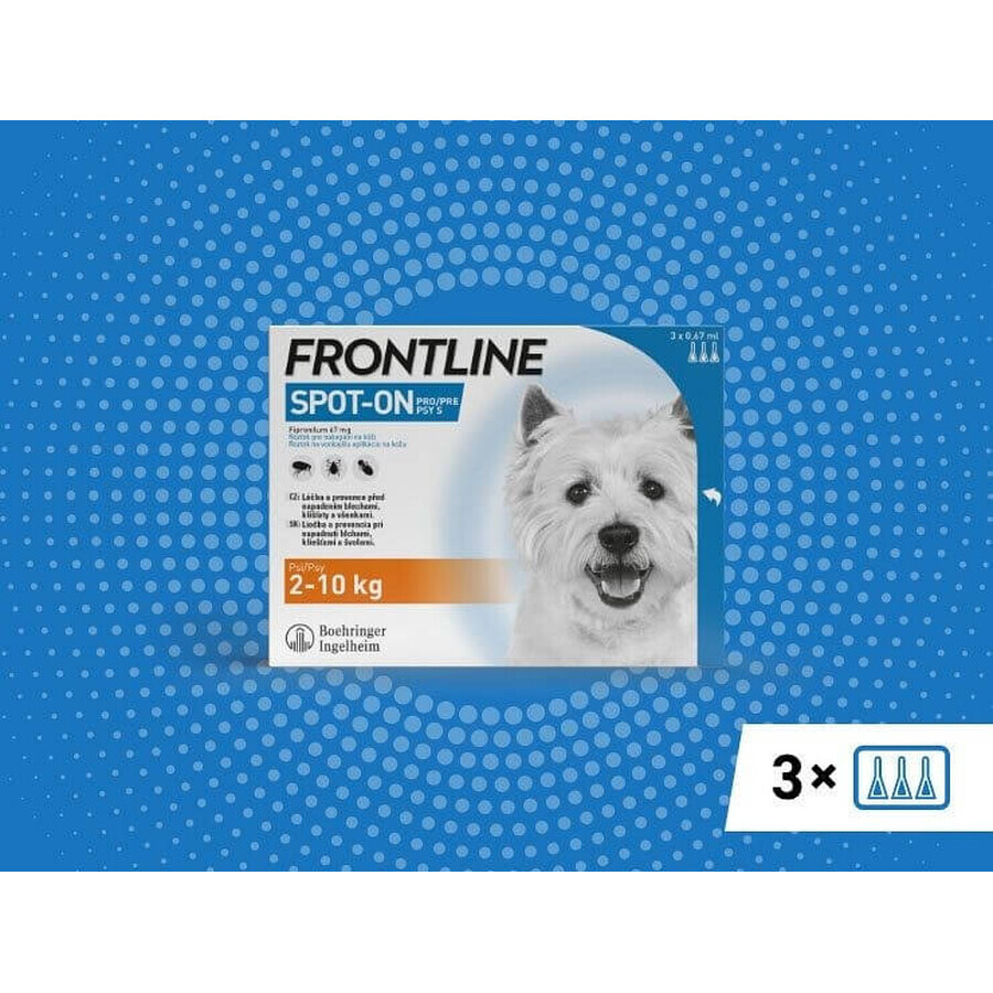 FRONTLINE spot-on for DOG S 3 x 0,67 ml 3x0,67 ml 3x0,67 ml, solución para perros