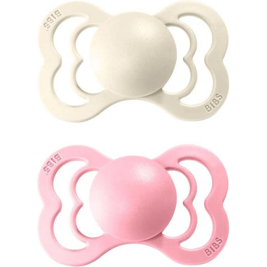 BIBS Supreme Silikonsauger Elfenbein / Baby Rosa 1×2 - Größe 2