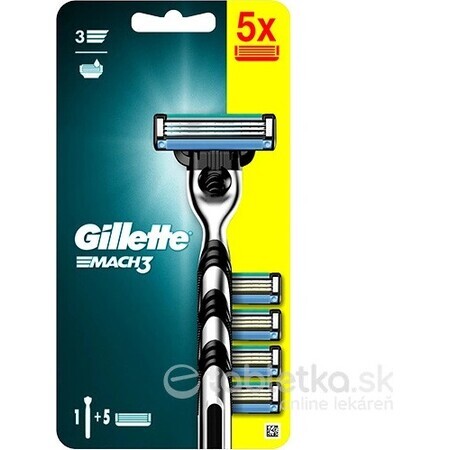 GILLETTE MACH3 SHAVER + 5NH Set 1×1, Rasierer + 5 Ersatzköpfe