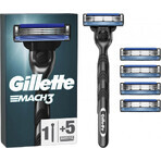 GILLETTE MACH3 SHAVER + 5NH Set 1×1, Rasierer + 5 Ersatzköpfe