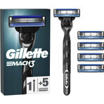 GILLETTE MACH3 SHAVER + 5NH Set 1×1, Rasierer + 5 Ersatzköpfe