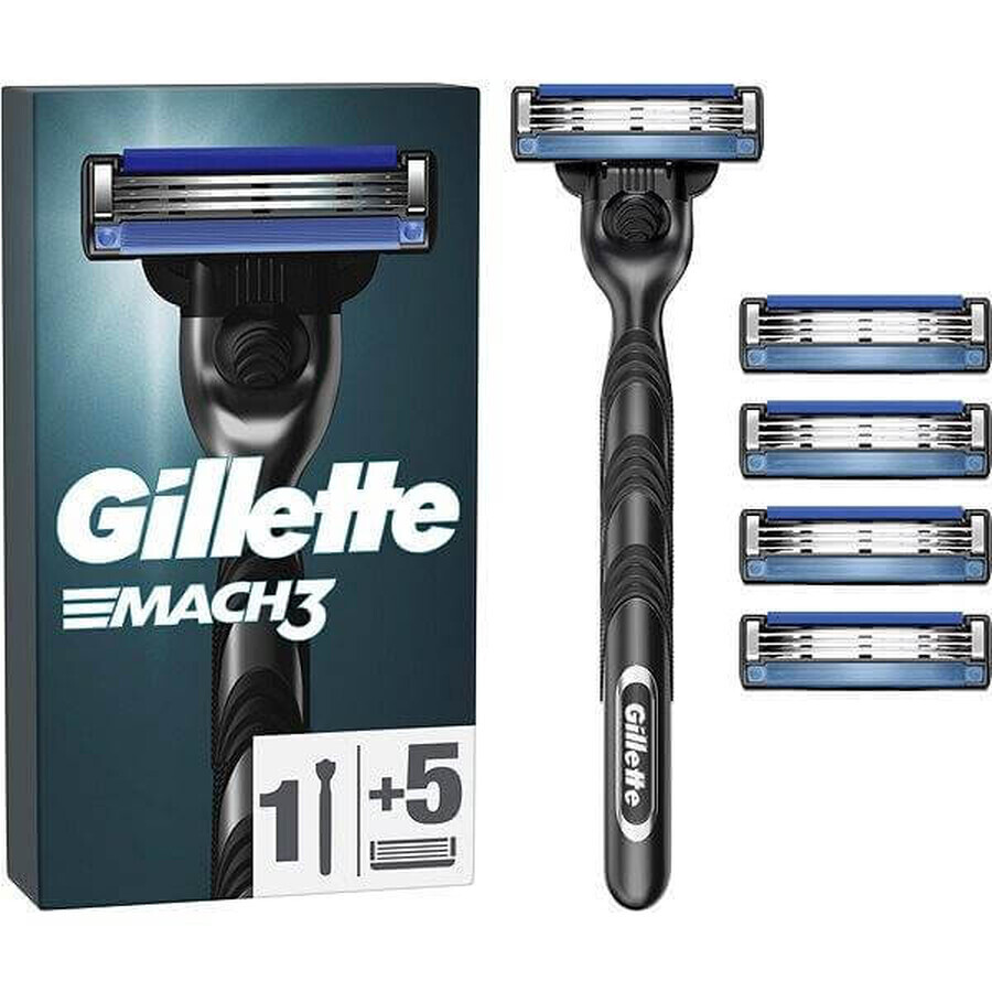 GILLETTE MACH3 SHAVER + 5NH Set 1×1, Rasierer + 5 Ersatzköpfe