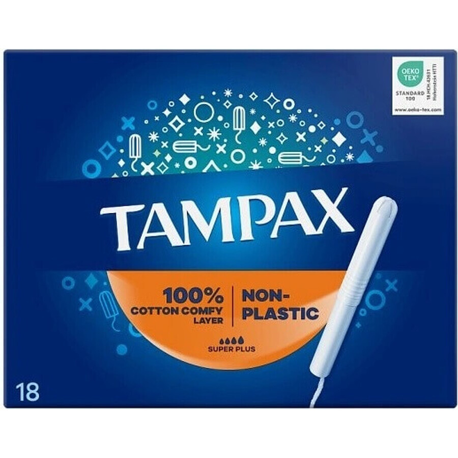 Tampax NON-PLASTIC Super Plus 18 unidades 1×18 unidades, compresas