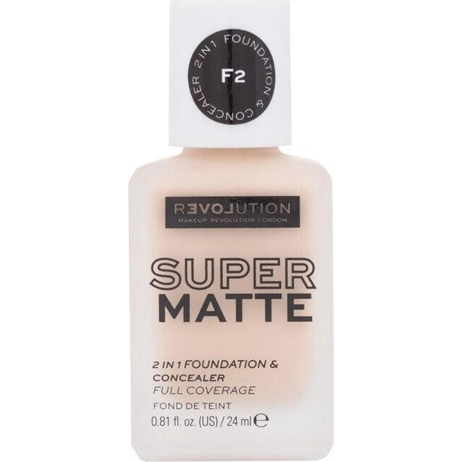 Revolution Relove, Foundation Supermatte F2, makeup 1×24 ml, makeup