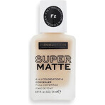 Revolution Relove, Foundation Supermatte F2, makeup 1×24 ml, makeup