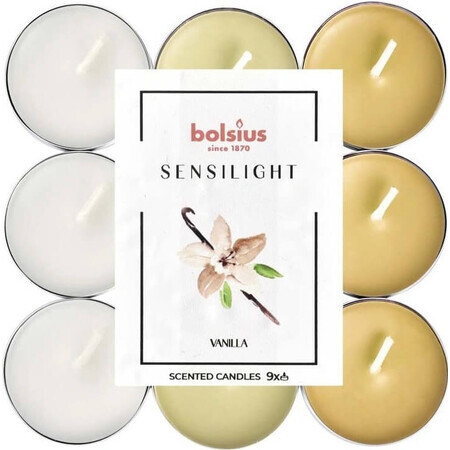 BOLSIUS Tea lights sensilight VANILLA 1×9 pcs, tricolor