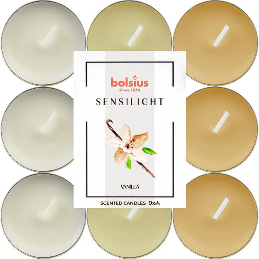 BOLSIUS Tea lights sensilight VANILLA 1×9 pcs, tricolor