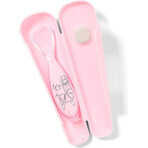 BABYONO Cucchiaio in silicone con coperchio rosa 6m+ 1×1 pz.