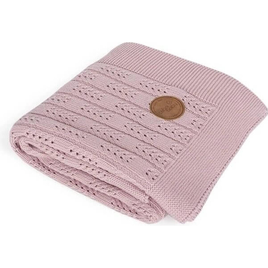 CEBA Couverture tricotée dans une boîte cadeau 90 x 90 rose à chevrons 1×1, 100% coton