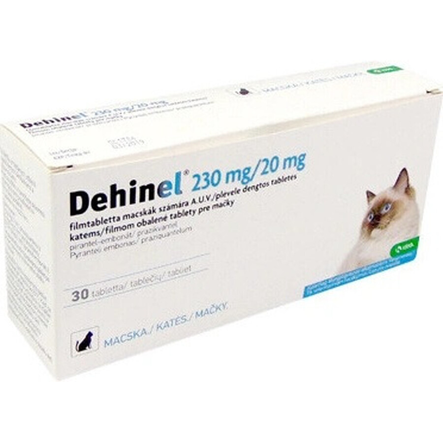 DEHINEL 230 mg/20 mg para gatos 1×30 tbl, medicamento