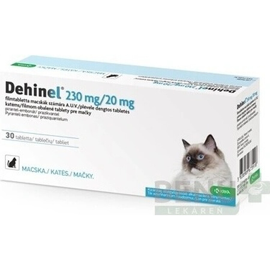 DEHINEL 230 mg/20 mg para gatos 1×30 tbl, medicamento