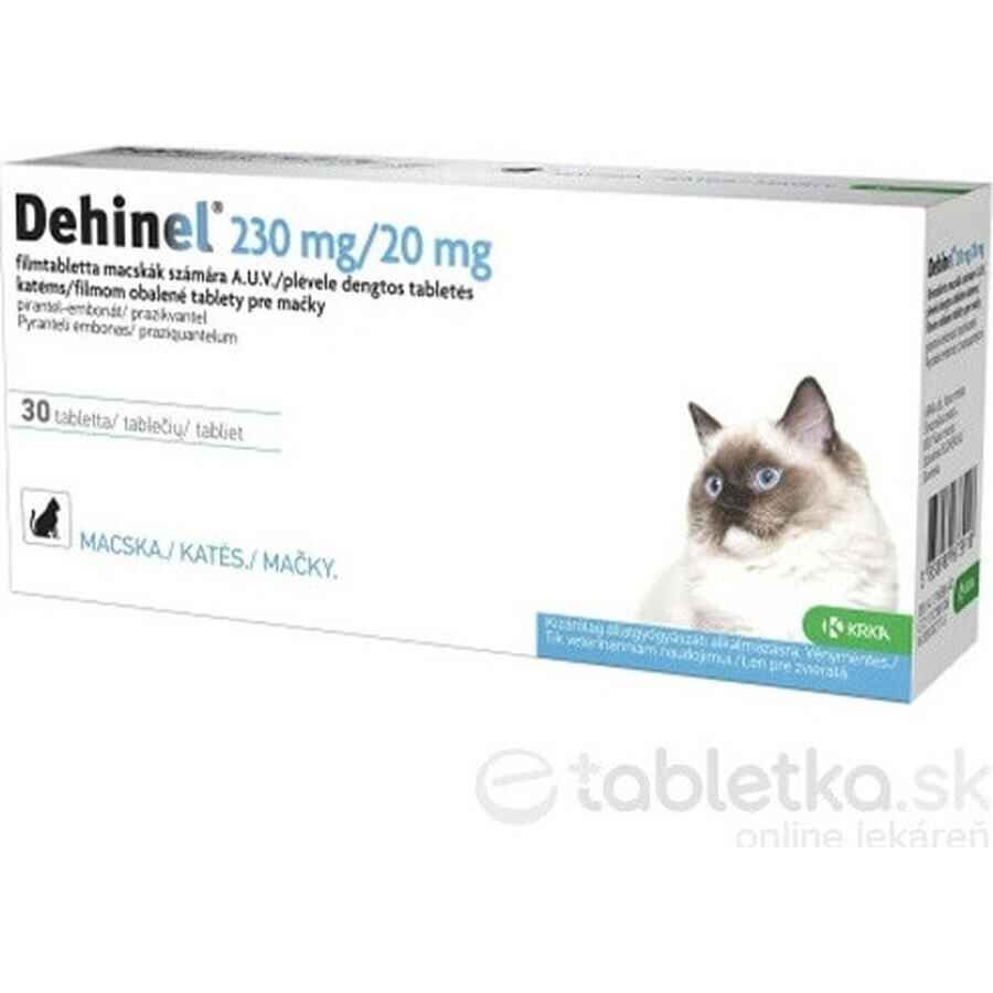 DEHINEL 230 mg/20 mg para gatos 1×30 tbl, medicamento