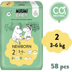 Muumi Baby 2 Newborn 3-6 kg, Bio-Windeln 1×58 Stück, ECO-Windeln