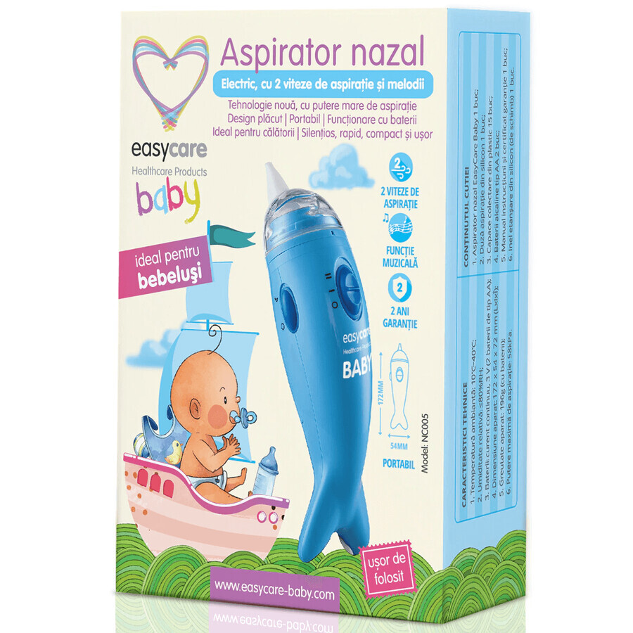 Aspirador nasal eléctrico con 2 velocidades y melodías, de fácil cuidado