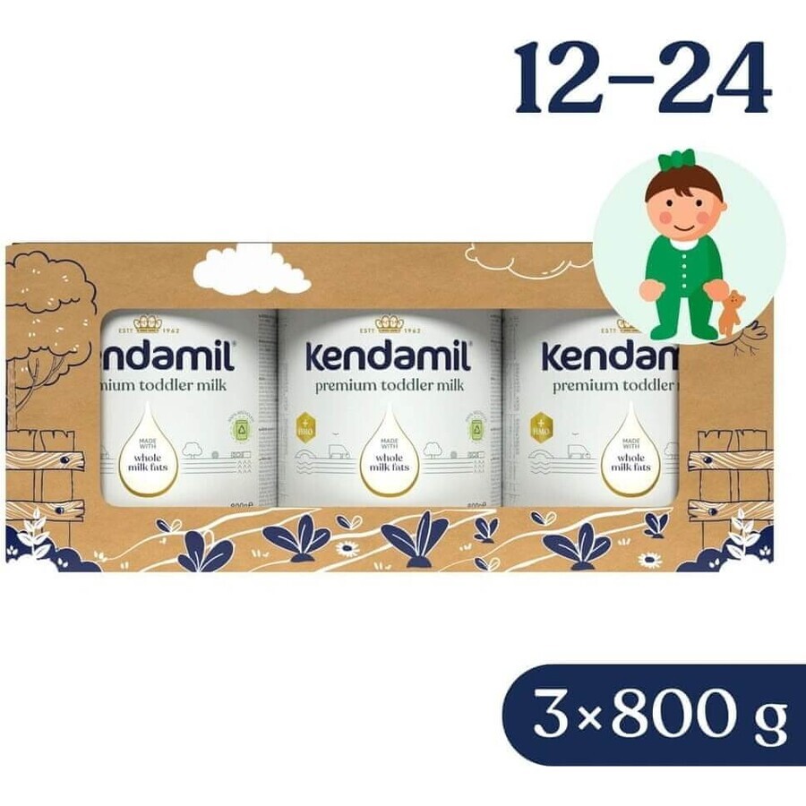 Kendamil Premium 3 HMO+, creative gift pack 3×800 g, milk for toddlers