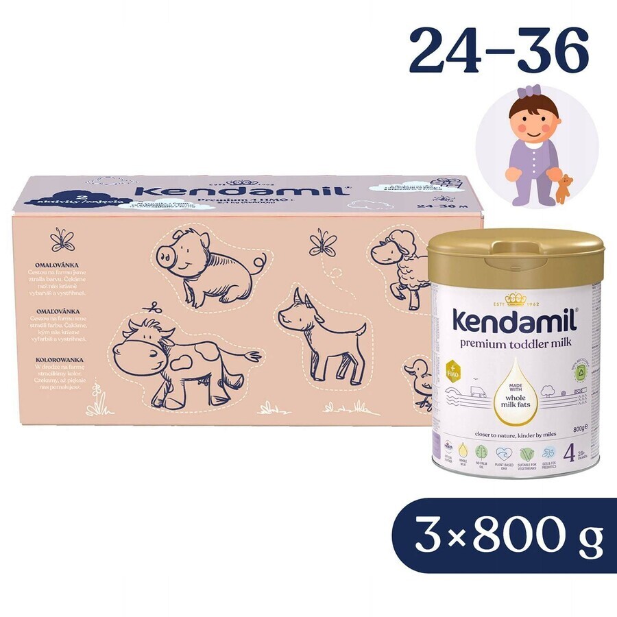 Kendamil Premium 3 HMO+, creative gift pack 3×800 g, milk for toddlers