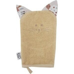 EKO Servilleta de algodón con orejas Gato Beige 20x15 cm 1×1 ud, servilleta bebé