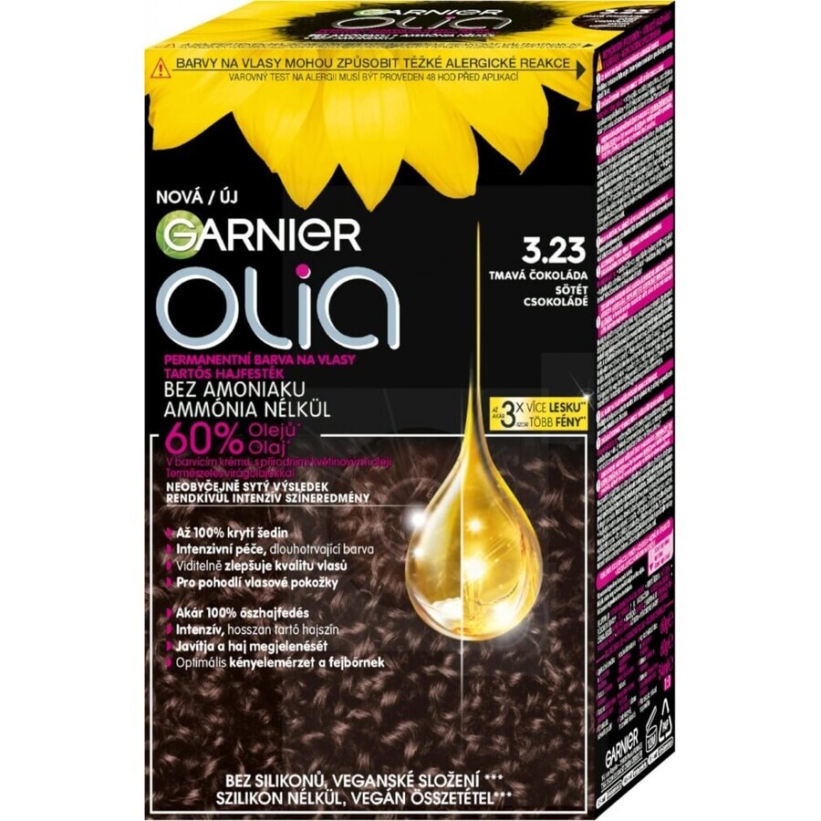 Garnier Olia Permanent Haarkleuring 3.23 Donker Chocolade 1×1 set, permanente haarkleuring